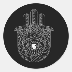 Adesivo Redondo Hamsa Símbolo Islam Muçulmano Allah Koran Gift
