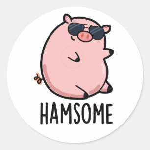 Adesivo Redondo Hamsome Cute Pig Pun
