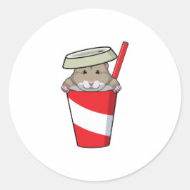 Adesivo Redondo Hamster com Bebida