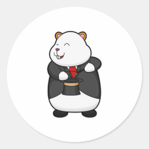 Adesivo Redondo Hamster como mágico com varinha mágica e chapéu