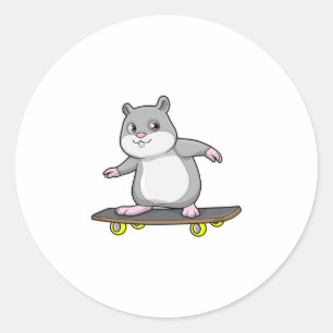 Adesivo Redondo Hamster como Patinador com skate