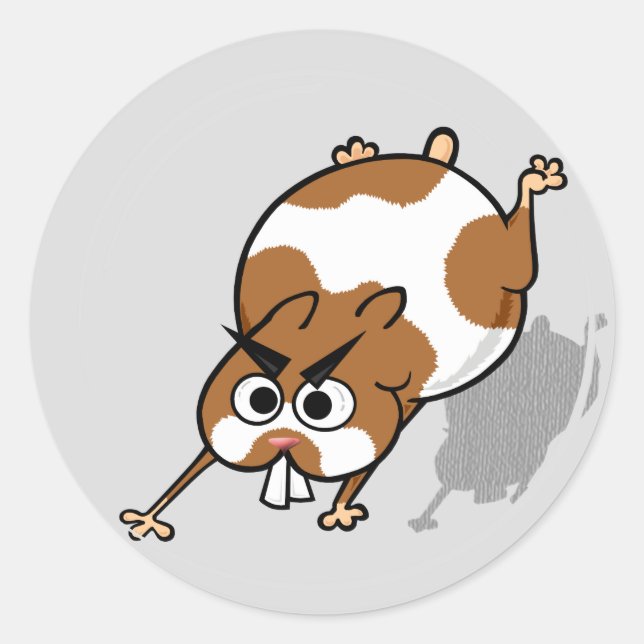 ADESIVO REDONDO HAMSTER ENGRAÇADO EM BOLAS DE HAMSTER (Frente)