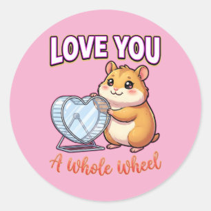 Adesivo Redondo Hamster fofo do Dia dos Namorados – Amo você uma r