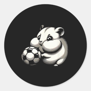 Adesivo Redondo Hamster Gordinho Com Futebol Ll Cartoon Kawaii