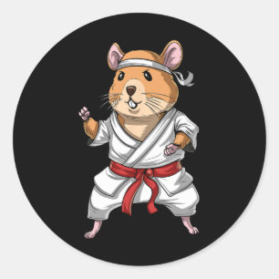 Adesivo Redondo Hamster Karate Ninja Jiu-jitsu Judo Taekwondo Mart