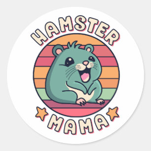 Adesivo Redondo Hamster Mamãe Fofa Kawaii Roedor Mãe