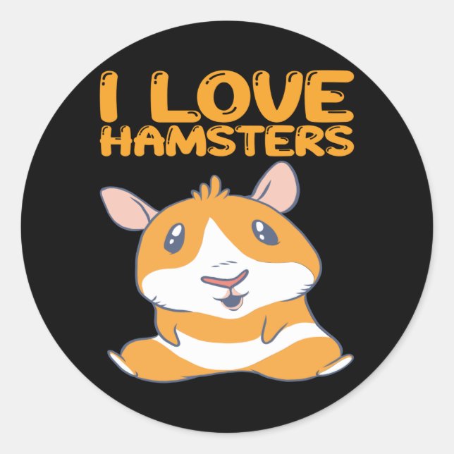 Adesivo Redondo Hamsters - Eu Amo Hamsters (Frente)