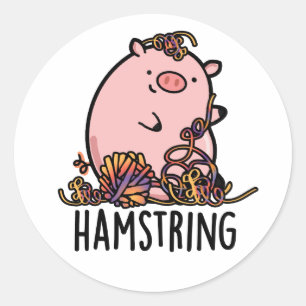 Adesivo Redondo Hamstring Funny Pig Pun