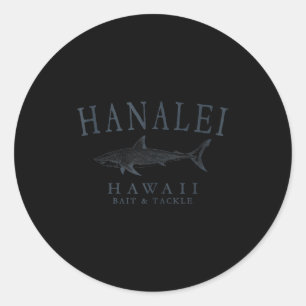Adesivo Redondo Hanalei havaí tubarão retro ardósia arte pesca tan