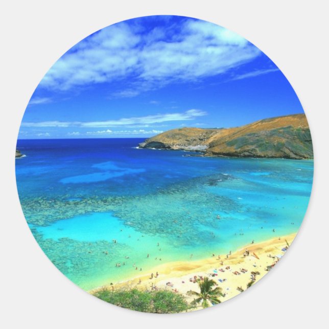 Adesivo Redondo Hanauma Bay Beach Aloha! (Frente)
