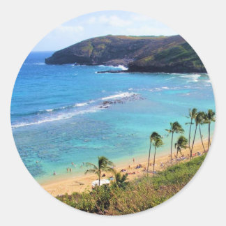 Adesivo Redondo Hanauma Bay, Honolulu, Oahu, Vista do Havaí