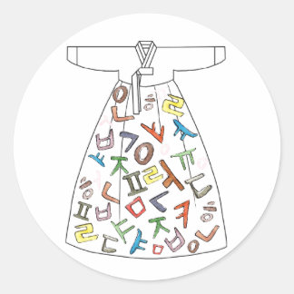 Adesivo Redondo Hanbok com letras coreanas