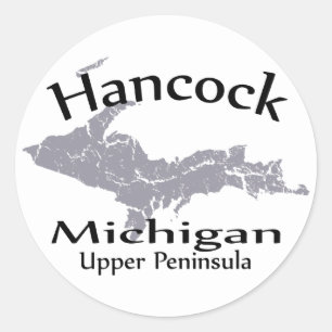 Adesivo Redondo Hancock Michigan Map Design Sticker