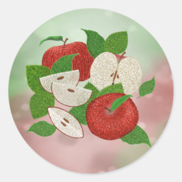 Adesivo Redondo Hand-Drawn Apple Stickers – Rustic Modern