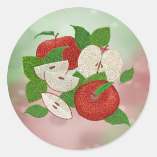 Adesivo Redondo Hand-Drawn Apple Stickers – Rustic Modern