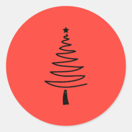 Adesivo Redondo Hand Drawn christmas tree
