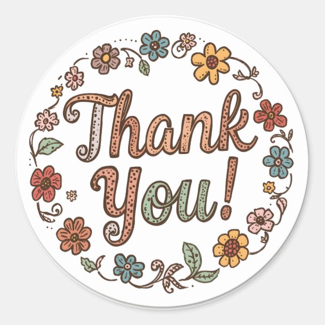 Adesivo Redondo Hand-Drawn Flower Doodle (Frente)