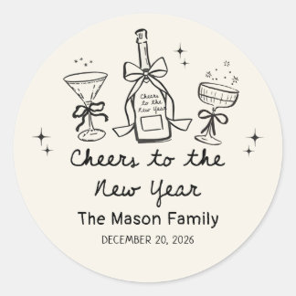 Adesivo Redondo Hand Drawn New Year's Eve Party Sticker
