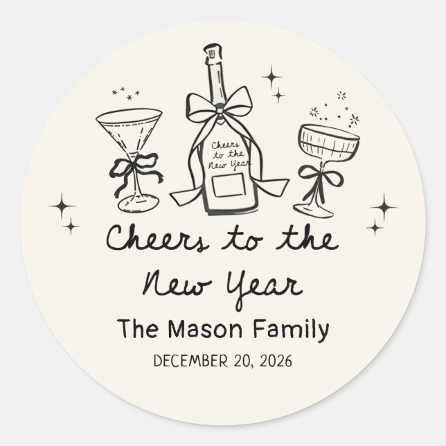 Adesivo Redondo Hand Drawn New Year's Eve Party Sticker (Frente)