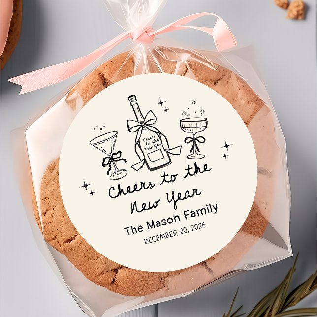 Adesivo Redondo Hand Drawn New Year's Eve Party Sticker (Criador carregado)