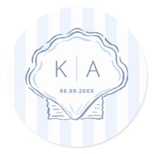Hand-Drawn Shell Coastal Wedding Monogram
