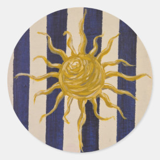 Adesivo Redondo Hand-Drawn Sun Sticker with Classic Stripes
