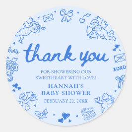 Adesivo Redondo Hand Drawn Valentine Little Sweetheart Baby Shower