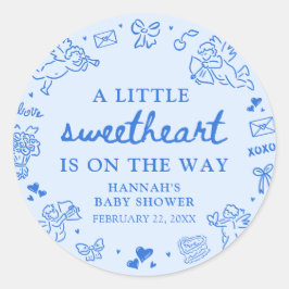 Adesivo Redondo Hand Drawn Valentine Little Sweetheart Baby Shower