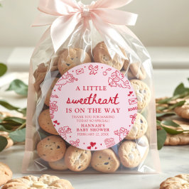 Adesivo Redondo Hand Drawn Valentine Little Sweetheart Baby Shower