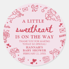 Adesivo Redondo Hand Drawn Valentine Little Sweetheat Baby Shower