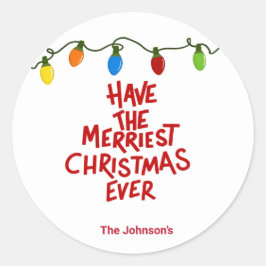 Adesivo Redondo Hand Lettered Merry Christmas Round Sticker