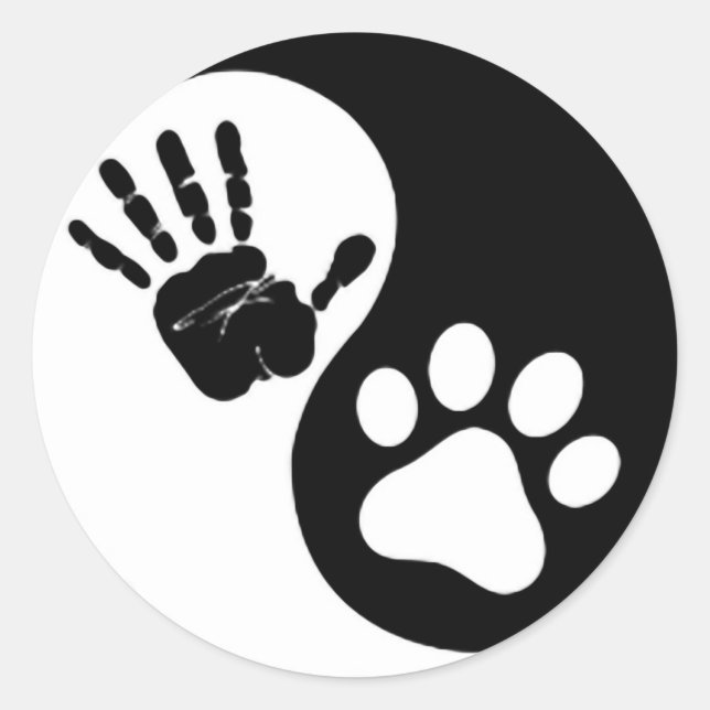Adesivo Redondo Hand Paw Yin Yang (Frente)