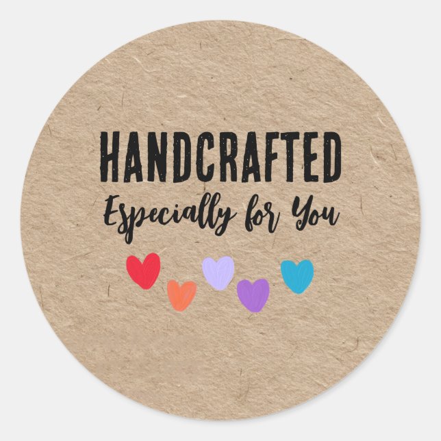 Adesivo Redondo Handcrafted Especially for You – Kraft Paper Look (Frente)