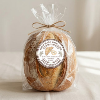 Adesivo Redondo Handmade Bakery Logo with Wheat Spikes