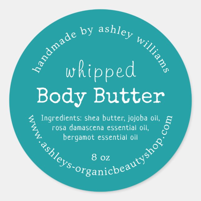 Adesivo Redondo Handmade Body Butter Organic Business Green (Frente)