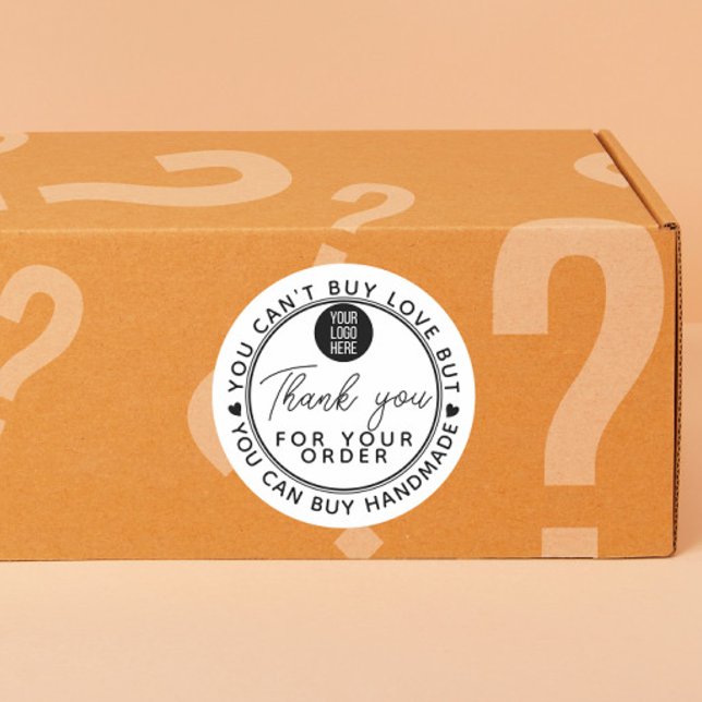 Adesivo Redondo Handmade can't buy Love happiness mail business (Criador carregado)