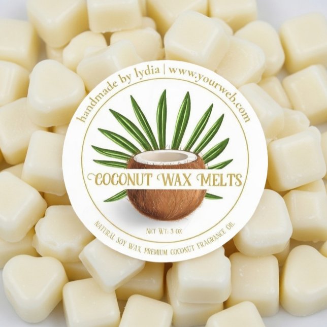 Adesivo Redondo Handmade Coconut Melts Round Sticker (Criador carregado)
