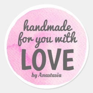 Adesivo Redondo Handmade com a aguarela conhecida personalizada