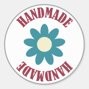 Adesivo Redondo Handmade com uma flor