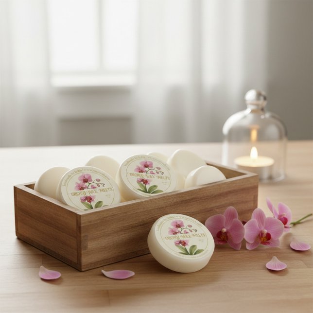 Adesivo Redondo Handmade Orchid Wax Melts Round Sticker (Criador carregado)