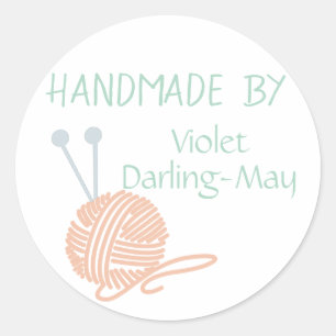 Adesivo Redondo Handmade perto - fio para confecção de malhas &