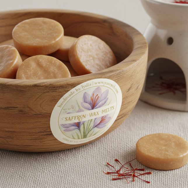 Adesivo Redondo Handmade Saffron Wax Melts Round Sticker (Criador carregado)