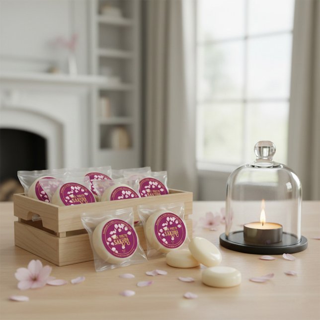 Adesivo Redondo Handmade Sakura Wax Melts Round Sticker (Criador carregado)