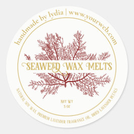 Adesivo Redondo Handmade Seaweed Wax Melts Round Sticker