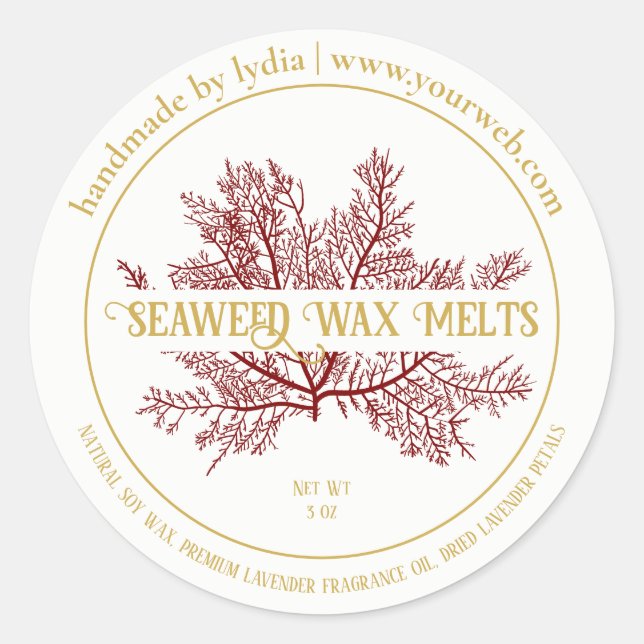 Adesivo Redondo Handmade Seaweed Wax Melts Round Sticker (Frente)