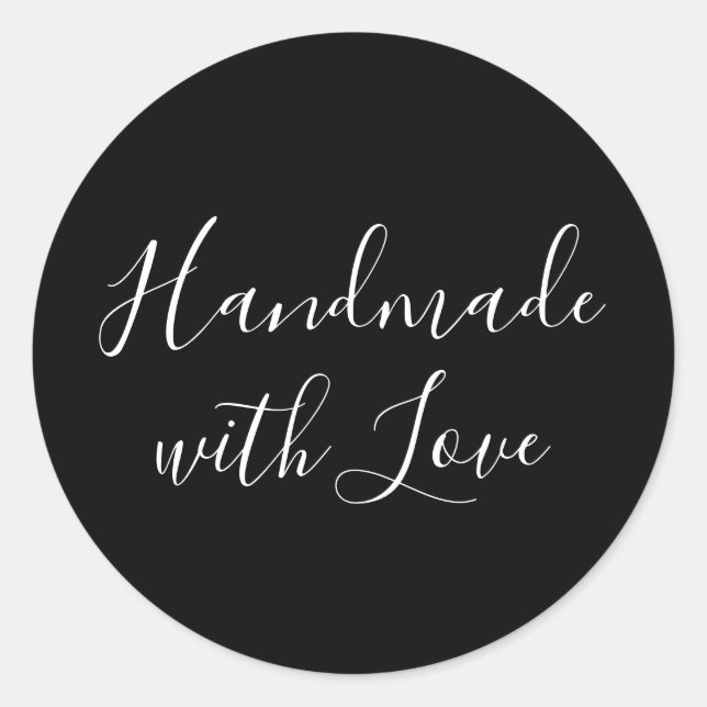 Adesivo Redondo Handmade with Love | Black and White Sticker (Frente)