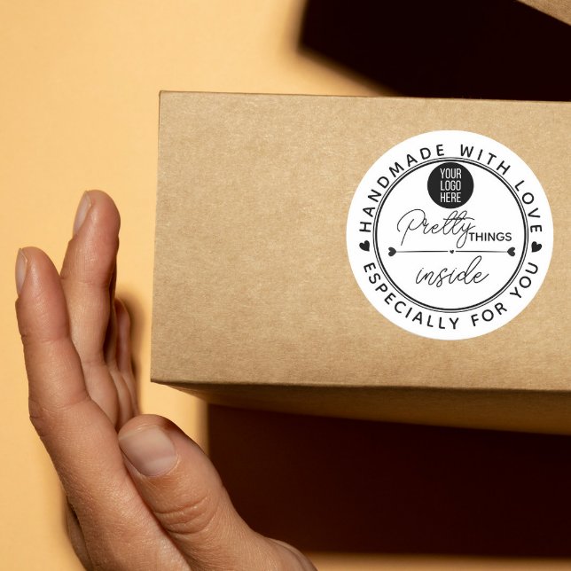 Adesivo Redondo Handmade With Love pretty things inside parcel  (Criador carregado)