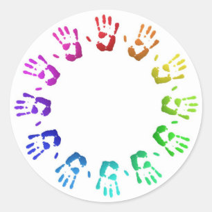 Adesivo Redondo Handprints coloridos