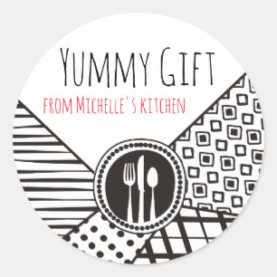 Adesivo Redondo Handrawn misturou a restauração do cozinheiro