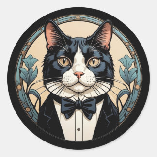 Adesivo Redondo Handsome Tuxedo Cat